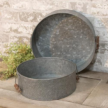 2/Set, Metal Trays With Wooden Handles - The Fox Decor